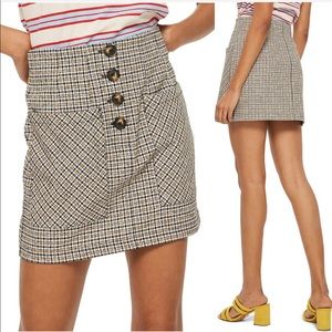 TopShop Checked Button Skirt